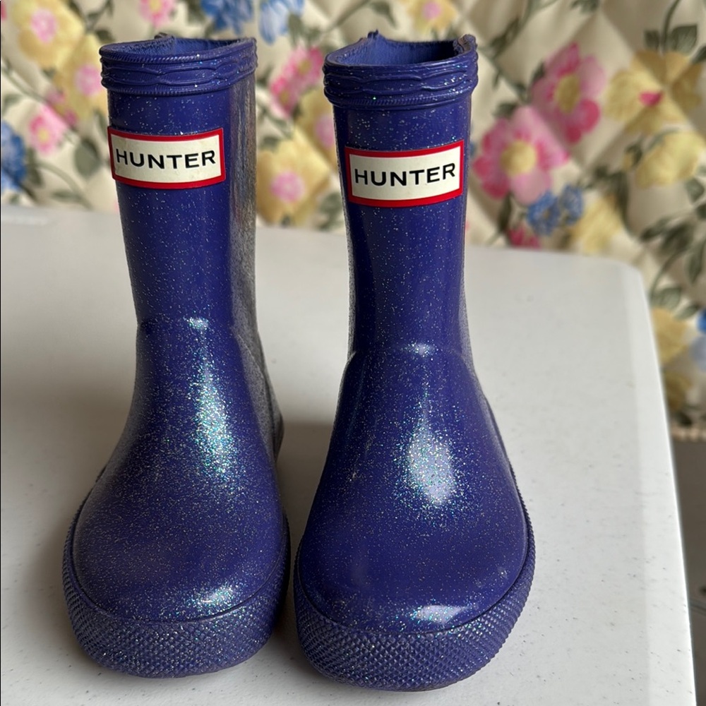 Hunter Blue Rain & Snow Boots with Glossy Finish